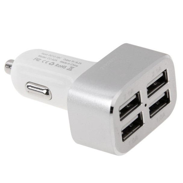 4-Ports 5V (2.1A + 2.1A + 1A + 1A) USB Universal Car Charger, for iPad , iPhone, Galaxy, Huawei, Xiaomi, LG, HTC and Other Smart Phones, Rechargeable Devices(Silver)