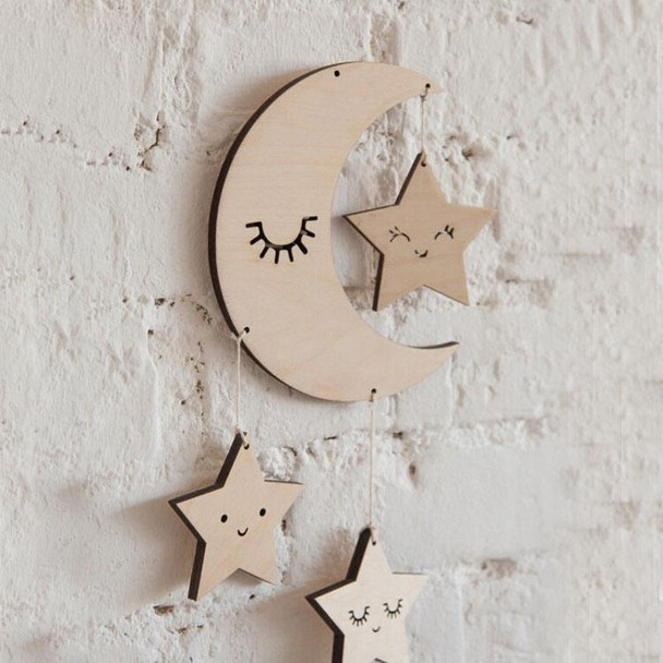 Baby Room Kindergarten Star Moon Wooden Decoration, Type:Special Board(Moon)