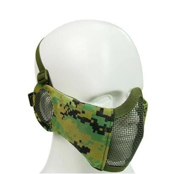 WoSporT Half Face Metal Net Field  Ear Protection Outdoor Cycling Steel Mask(Jungle Digital)