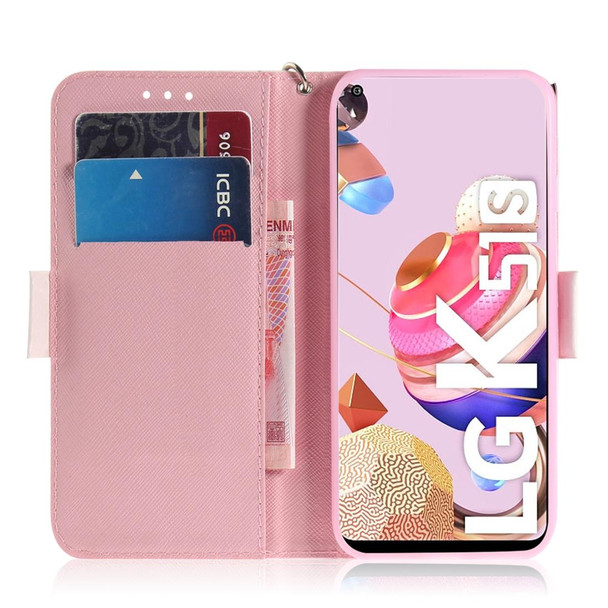 LG K41S / K51S 3D Colored Drawing Horizontal Flip Leather Case with Holder & Card Slots & Wallet & Lanyard(Butterfly High-heeled)