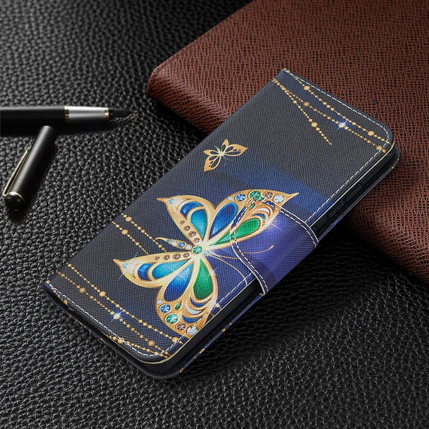 Samsung Galaxy S20 FE 5G / S20 Lite Colored Drawing Pattern Horizontal Flip Leather Case with Holder & Card Slots & Wallet(Big Butterfly)