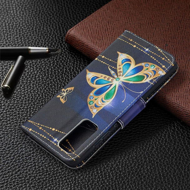 Samsung Galaxy S20 FE 5G / S20 Lite Colored Drawing Pattern Horizontal Flip Leather Case with Holder & Card Slots & Wallet(Big Butterfly)