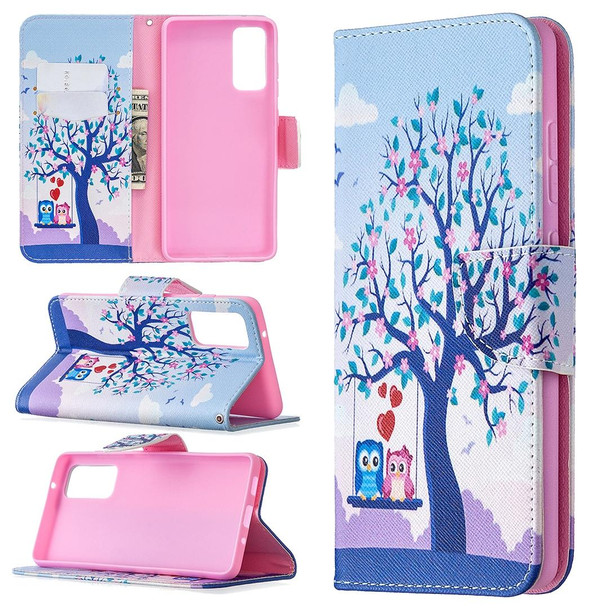 Samsung Galaxy S20 FE 5G / S20 Lite Colored Drawing Pattern Horizontal Flip Leather Case with Holder & Card Slots & Wallet(Two Owls)