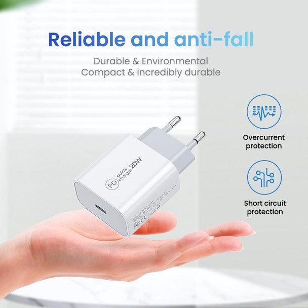 FLOVEME 20W PD 3.0 Travel Fast Charger Power Adapter, EU Plug (White)