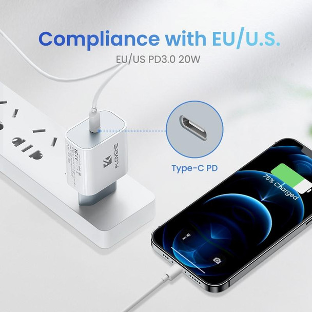 FLOVEME 20W PD 3.0 Travel Fast Charger Power Adapter, EU Plug (White)