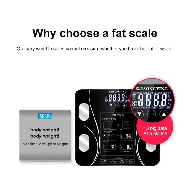 LCD Display Body Electronic Smart Weighing Scales Bathroom Scale Digital Human Weight Scales(Black)