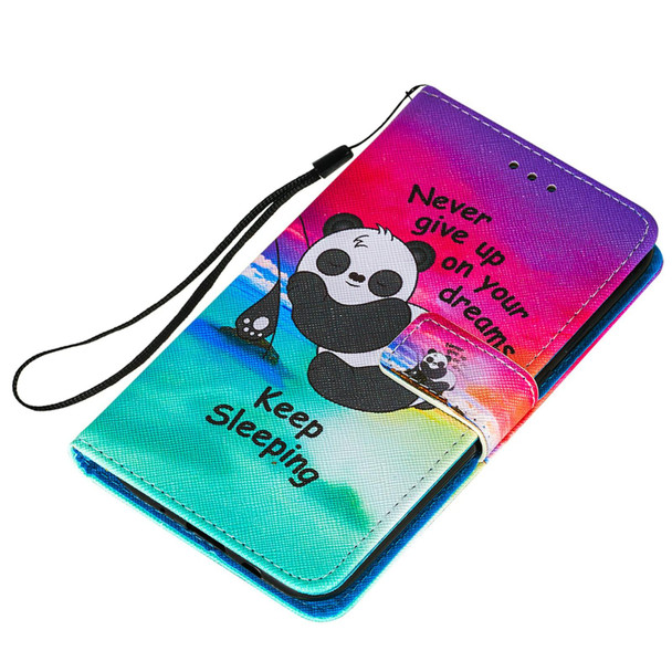 Samsung Galaxy S20 FE Colored Drawing Pattern Horizontal Flip Leather Case with Holder & Card Slot & Lanyard(Panda)