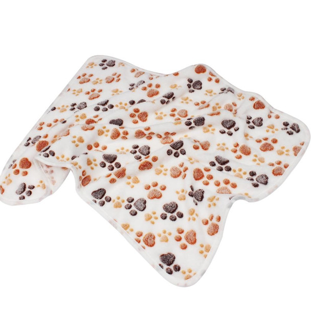 Soft Pet Blanket Winter Dog Cat Bed Mat Foot Print Warm Sleeping Mattress Small Medium Dogs Cats Coral Fleece Pet Supplies, Size:S(Coffee)