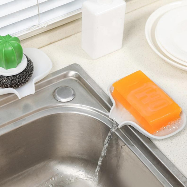 4 PCS Drain Soap Dish Silicone Square Quick Drain Soap Rack Kitchen Rack, Random Color Delivery