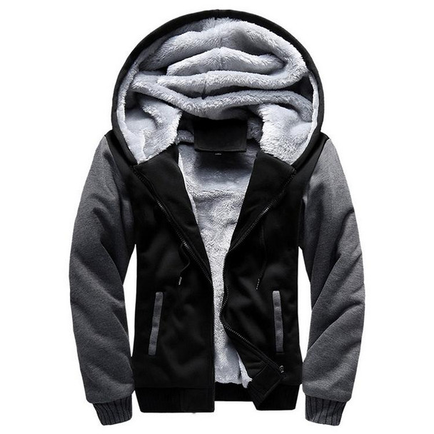 Winter Parka Men Plus Velvet Warm Windproof Coats Large Size Hooded Jackets, Size: L(Black)