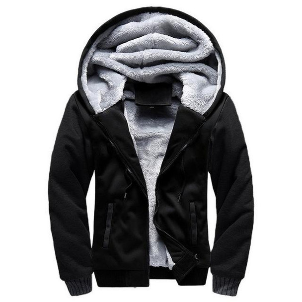 Winter Parka Men Plus Velvet Warm Windproof Coats Large Size Hooded Jackets, Size: L(Black)