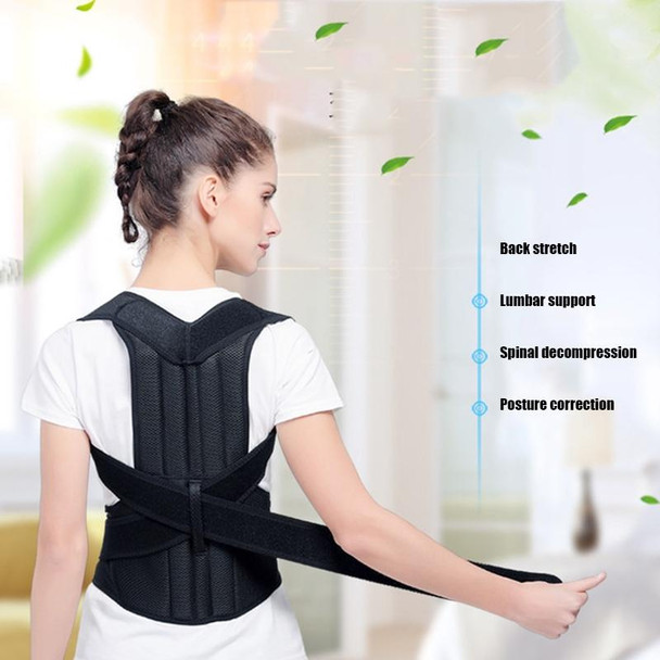 Kyphosis Correction Belt Spine Back Fixation Belt Correction Clothing, Size:L(Black)