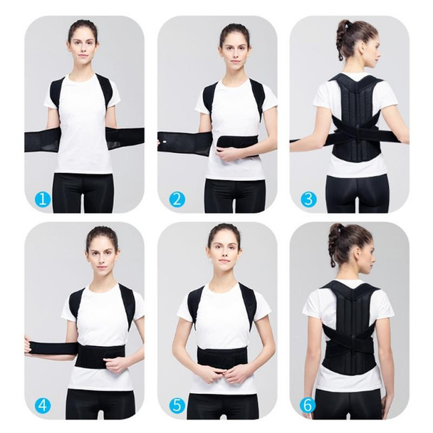 Kyphosis Correction Belt Spine Back Fixation Belt Correction Clothing, Size:M(Black)