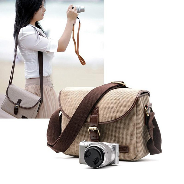 Retro Photo Camera Bag Case Cover - Canon EOS 200D 77D 7D 80D 800D 1300D 6D 70D 760D 750D 700D 600D 100D 1200D 1100D SX540(Dark Khaki)