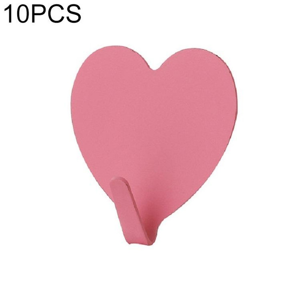10 PCS Love Heart Hook Stainless Steel Heart Shaped Room Decoration Hook(Pink)