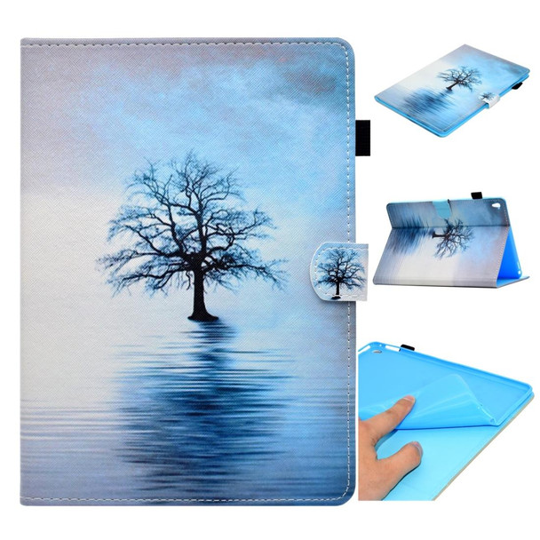 iPad Pro 9.7 inch Painted Horizontal Flat Leather Case with Sleep Function & Card Slot & Buckle Anti-skid Strip & Bracket & Wallet(Tree in Water)