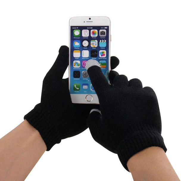 Two Finger Touch Screen Touch Gloves, - iPhone, Galaxy, Huawei, Xiaomi, HTC, Sony, LG and other Touch Screen Devices(Black)