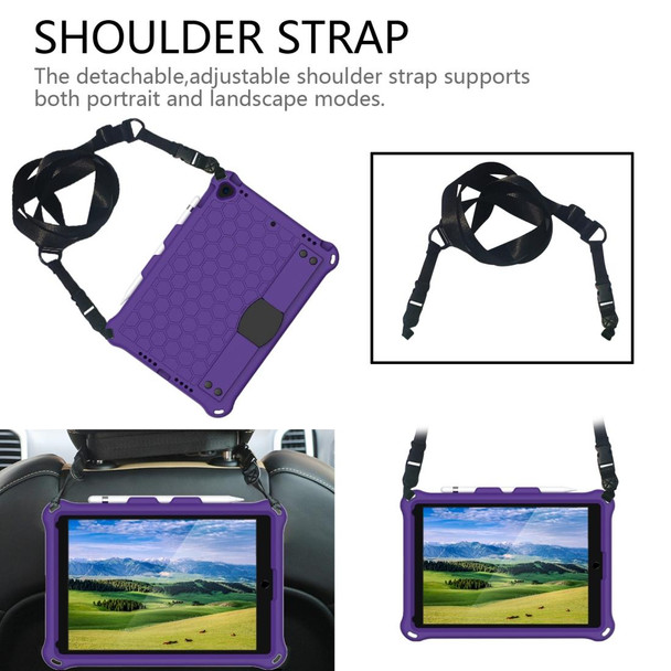 iPad Pro 10.5 Honeycomb Design EVA + PC Four Corner Anti Falling Flat Protective Shell With Straps(Purple+Black)