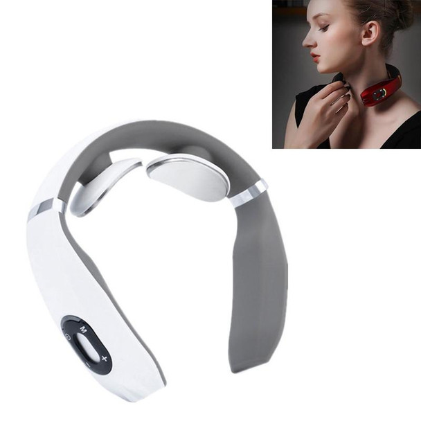 Cervical Vertebra Massager Charging Intelligent Pulse Physiotherapy Instrument Electromagnetic Vibration Neck Protector, Colour:White