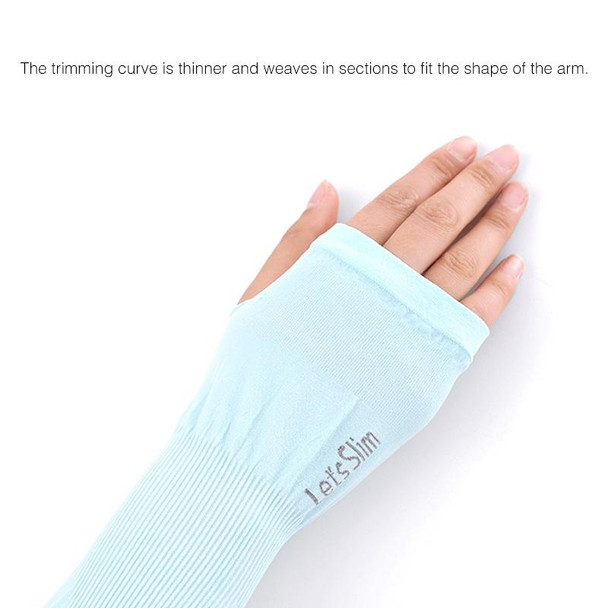 2 Pairs Long Ice Silk Sunscreen Sleeves Cycling Driving Outdoor UV Arm Oversleeve,  Length: 38cm(Blue)