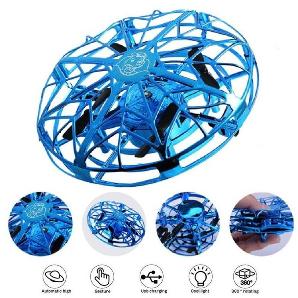 UFO Induction Aircraft Gesture Four-axis Induction Flying Saucer Suspension Children Toys(Blue)