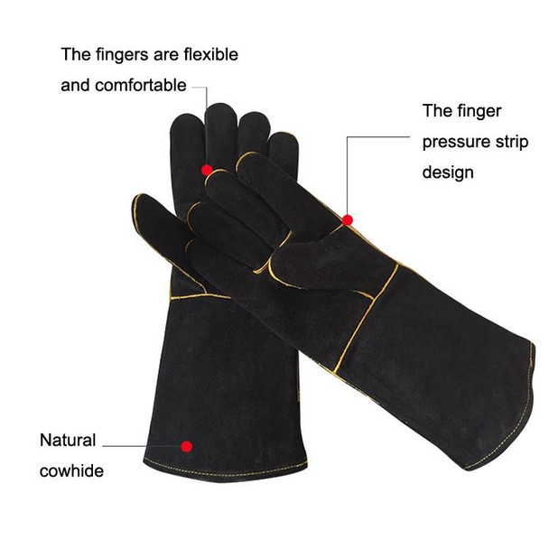 1 Pair Outdoor Garden Cut-Proof Genuine Leatherette Welding Gloves, Length 40cm(Black)