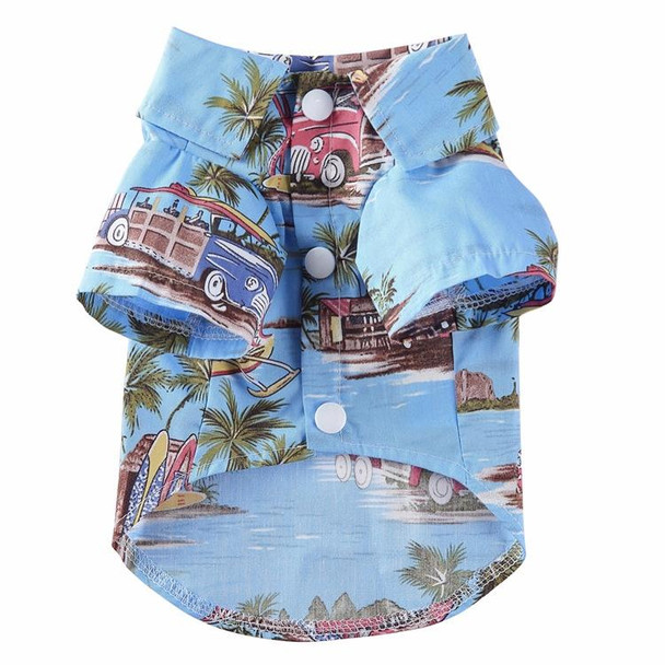 2 PCS Pet Beach Shirt Dog Print Spring And Summer Clothes, Size: L(Blue)