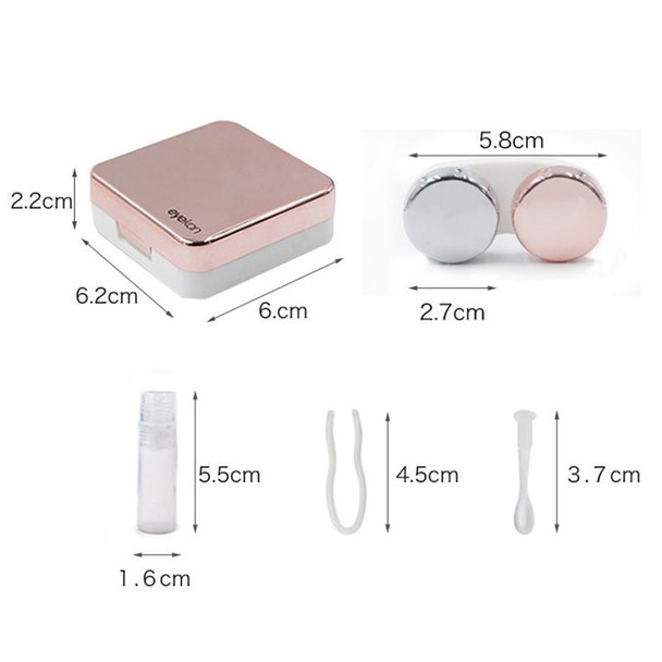 Colored Contact Lens Case with Mirror Eyes Contact Lens Container Lovely Travel Kit Box( Gold)