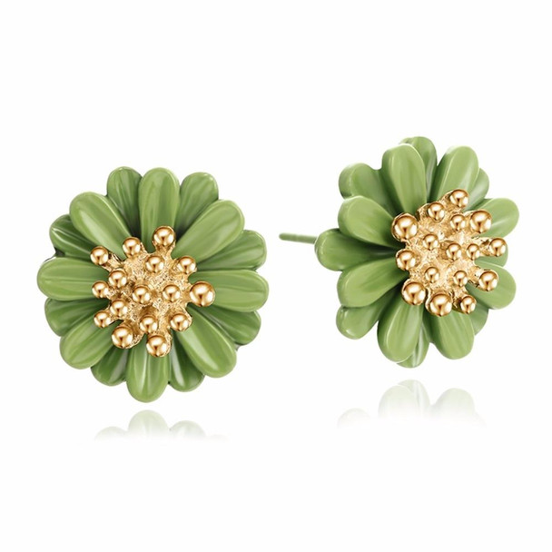 Cute Sweet Fashion Fresh Small Daisy Flower Stud Earrings for Girl, Metal Color:Green