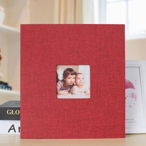 10 Inch 20 Pages/40P Cloth Photo Album Self-Adhesive DIY Laminated Photo Album(Red)