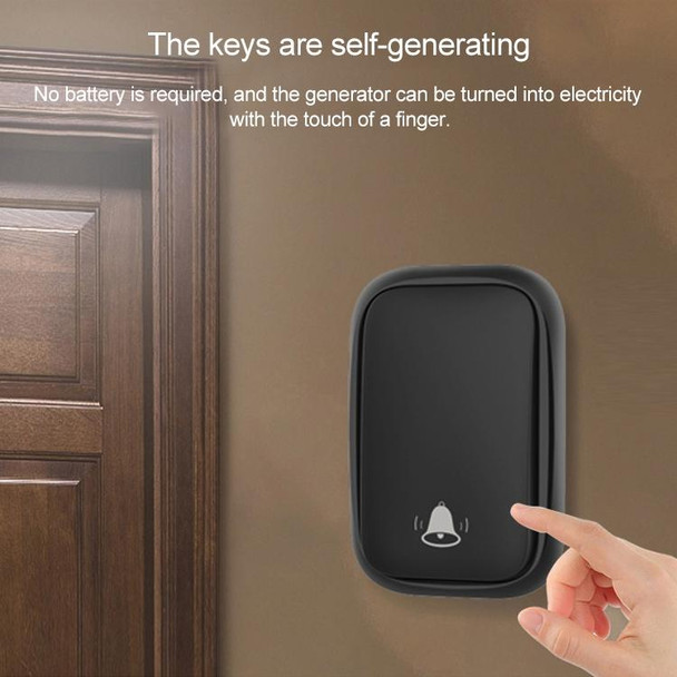 CACAZI FA88 Self-Powered Smart Home Wireless Doorbell, US Plug(Black)