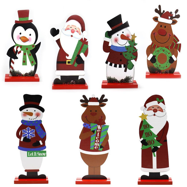 3 PCS  Christmas Festival Decorations Wooden Figure Desktop Decoration, Specification: Penguin