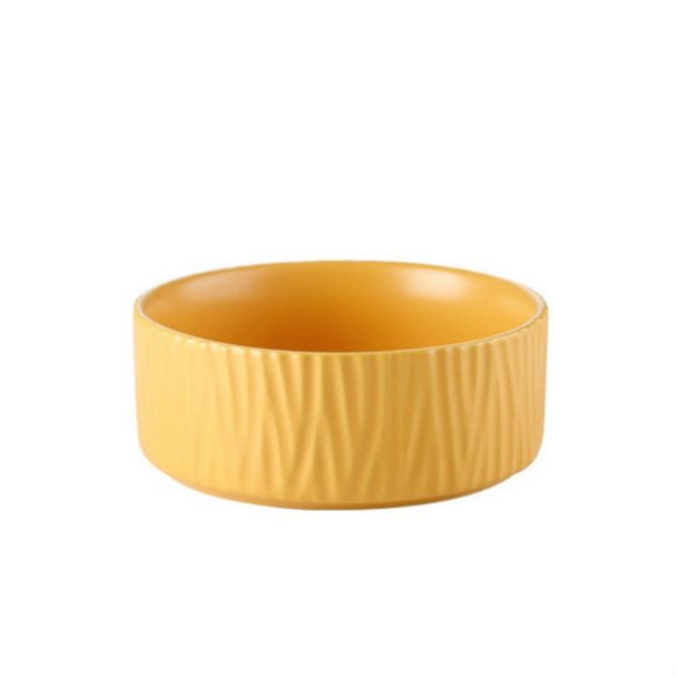 13cm/400ml Cat Dog Food Bowl Pet Ceramic Bowl, Style:Bowl(Yellow)