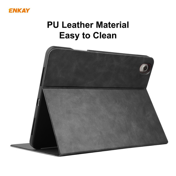 ENKAY ENK-8024 Cow Texture PU Leatherette + TPU Smart Case with Pen Slot foriPad Air 2022 / 2020 10.9 / iPad Pro 11 (2018)(Black)