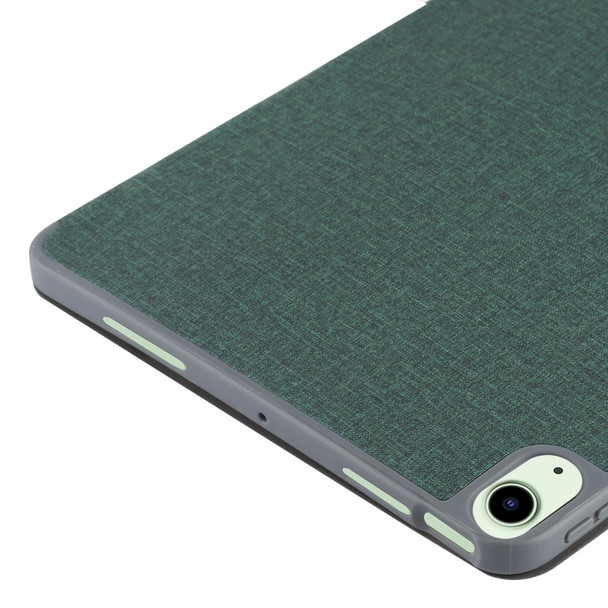 Mutural YASHI Series TPU + PU Cloth Pattern Texture Horizontal Flip Leather Case with Three-folding Holder & Pen Slot & Wake-up / Sleep Function - iPad Air 2022 / 2020 10.9 (Green)