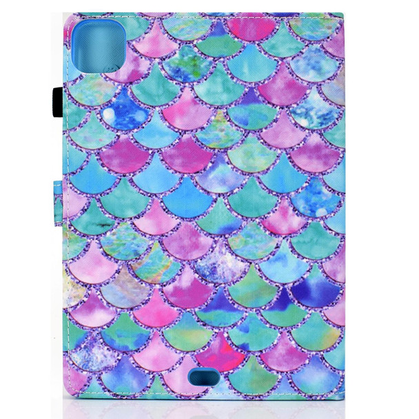 iPad Air 2022 / 2020 10.9 Colored Drawing Pattern Horizontal Flip PU Leather Case with Holder & Card Slot & Anti-skid Strip(Color Fish-scales)