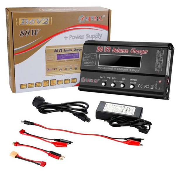 HTRC B6 V2 Balance Charger Intelligent Model Airplane Lithium Battery Charger, US Plug