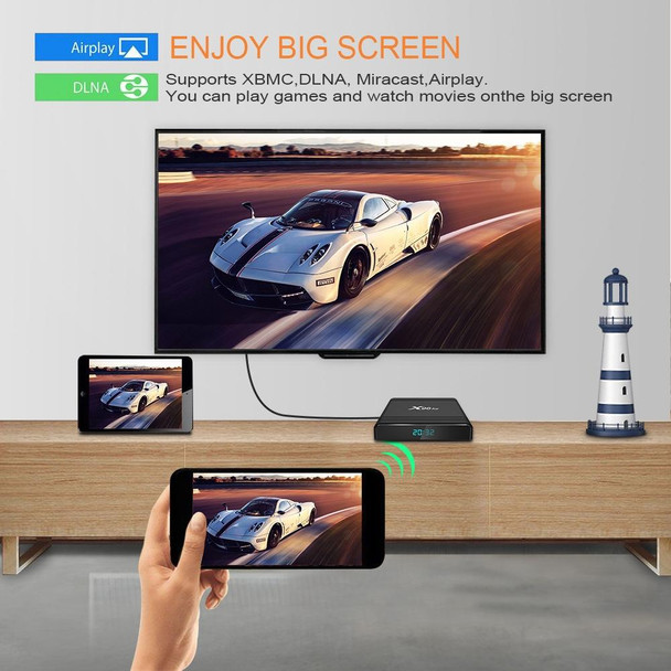 X96 Air 4K Smart TV BOX Android 9.0 Media Player wtih Remote Control, Quad-core Amlogic S905X3, RAM: 4GB, ROM: 64GB, Dual Band WiFi, Bluetooth, AU Plug