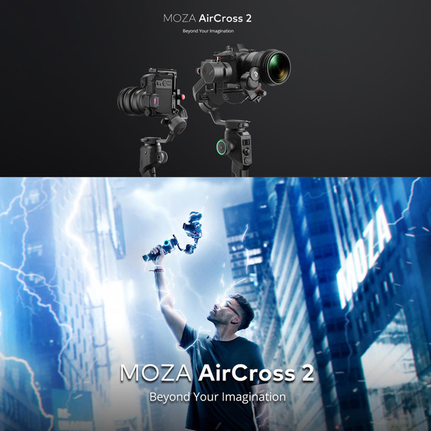 MOZA AirCross 2 Professional 3 Axis Handheld Gimbal Stabilizer with Phone Clamp + Quick Release Plate for DSLR Camera and Smart Phone, Load: 3.2kg(Black)