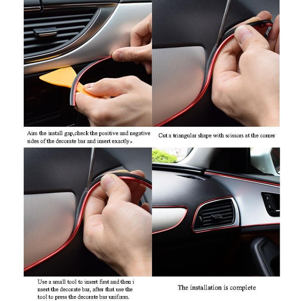 5m Flexible Trim - DIY Automobile Car Interior Moulding Trim Decorative Line Strip with Film Scraper(Red)