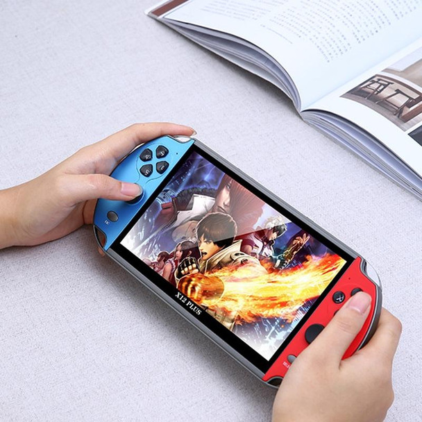 Powkiddy X12 Plus Retro Classic Games Handheld Game Console with 7 inch HD Screen & 16GB Memory, Support MP4 / E-book (Red + Blue)
