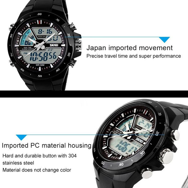 SKMEI 1016 Multifunctional Men Outdoor Sports Camouflage Noctilucent Waterproof Double Digital Watch (Black)