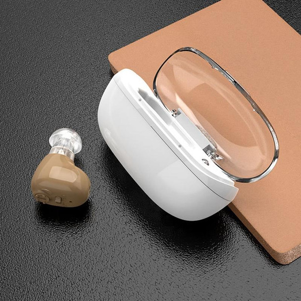 Elderly Sound Amplifier Portable Ear Canal Rechargeable Hearing Aid, Specification: EU Plug(Skin Color)