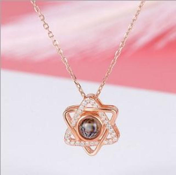 100 Language I Love You Projective Girl Six Pointed Star Pendant Necklace Jewelry