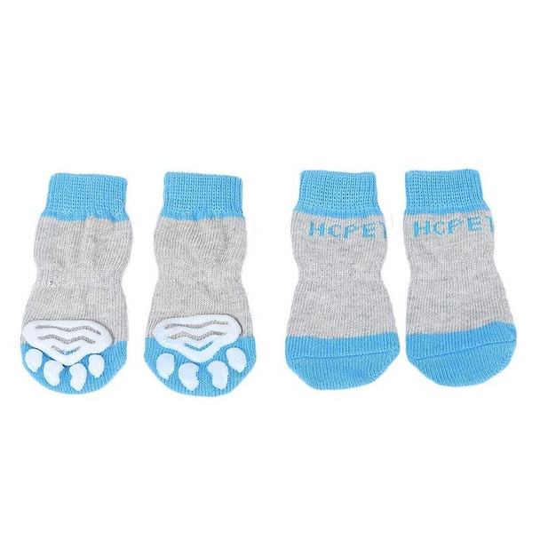 2 Sets HCPET M1911 Dog Indoor Car Cotton Socks Pet Anti-Scratch Socks, Size: S(Grey Blue)