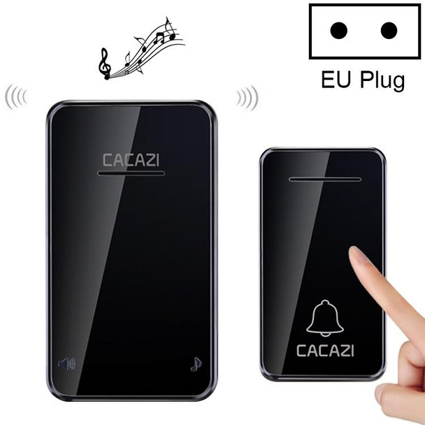 CACAZI FA8 Self-Powered Wireless Doorbell, EU Plug(Black)