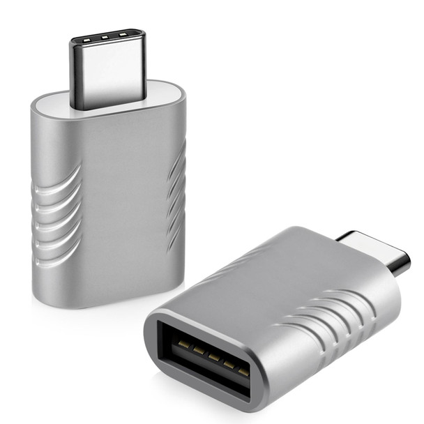 2 PCS SBT-148 USB-C / Type-C Male to USB 3.0 Female Zinc Alloy Adapter(Space Silver)