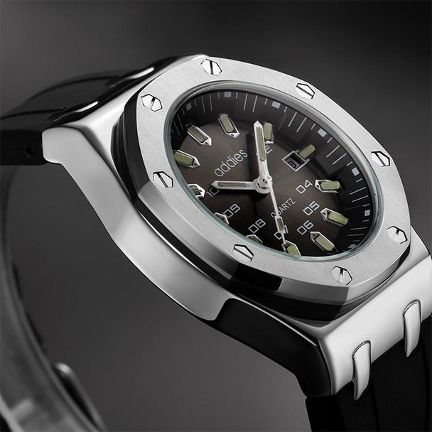 addies MY-052 Business Multifunctional Luminous Watch Silicone Watchstrap Watch for Men(Black Silver)