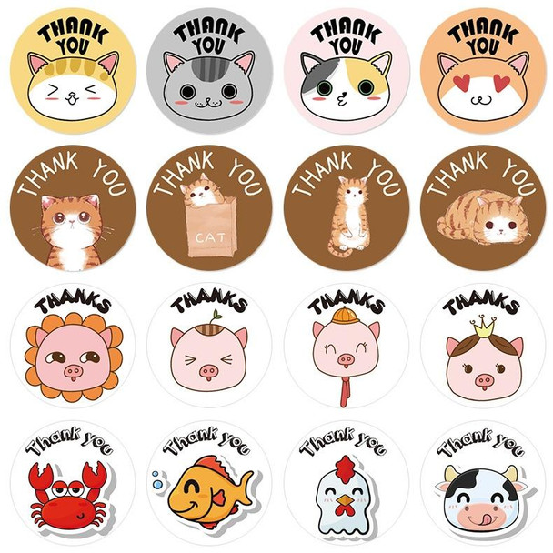 10 Rolls Cute Cartoon Animal Child Thank You Sticker(HA057)