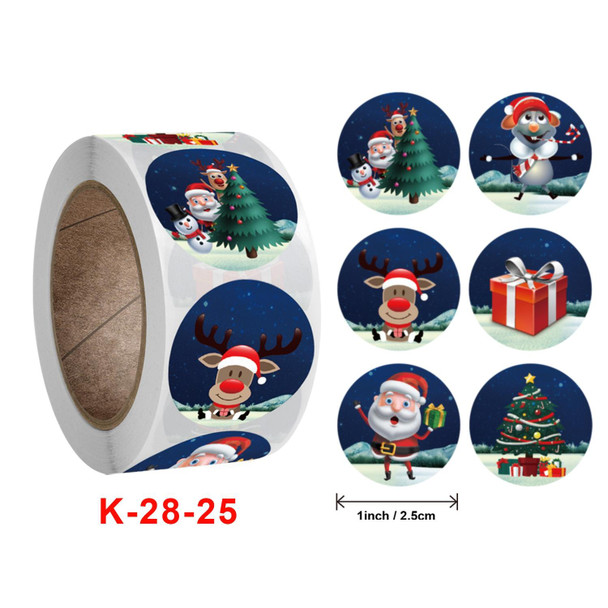 3 PCS  Roll Sticker Christmas Day Gift Decoration Gift Series Sticker Label, Size: 2.5cm / 1inch(K-28-25)